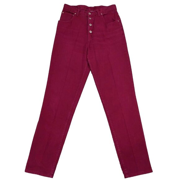 Vintage 80s Western Traffic Jeans Button Fly High Rise Maroon. Sz 11/12 (29x30) - Picture 1 of 8